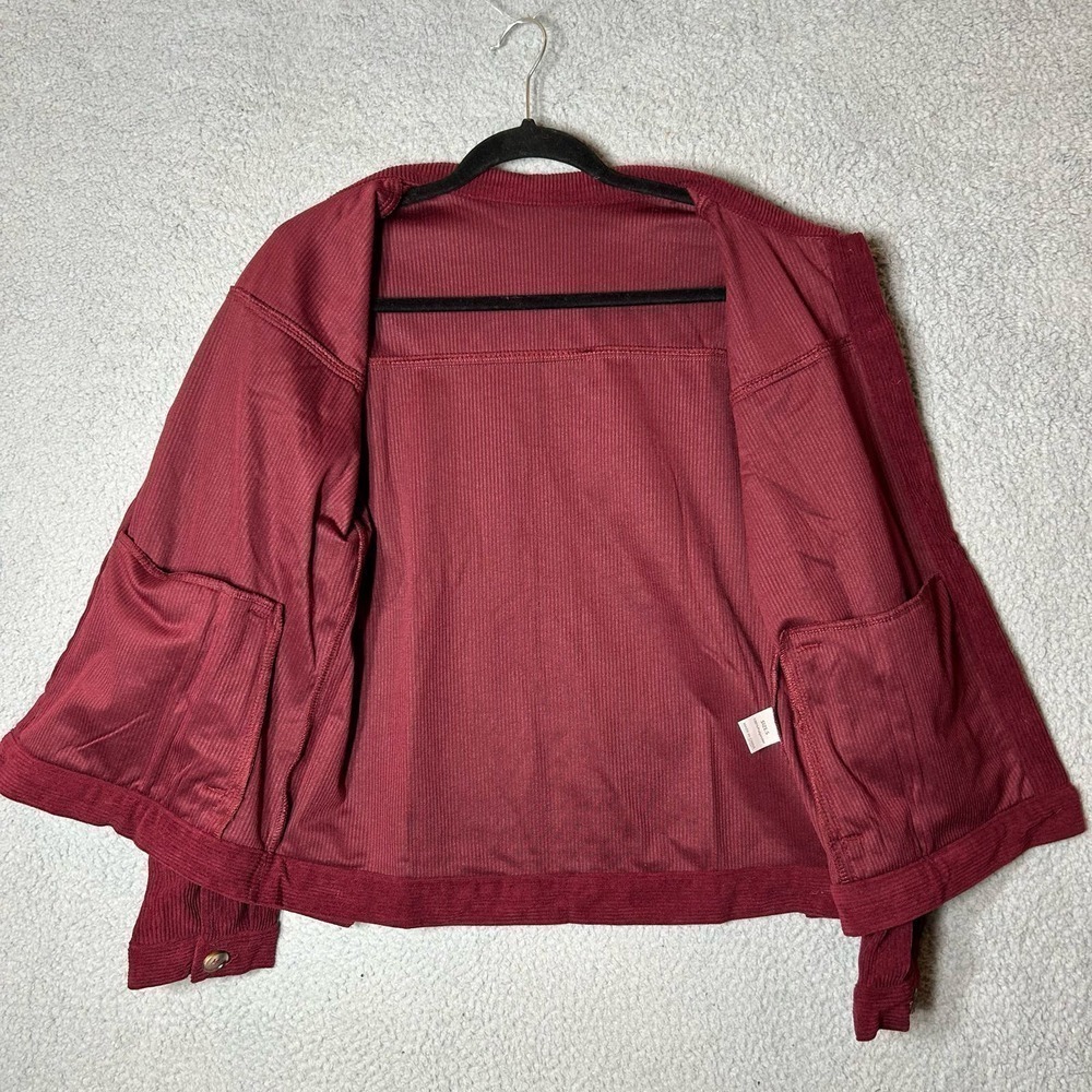 Corduroy Jacket Womens S Red Rust Collared Long S… - image 4